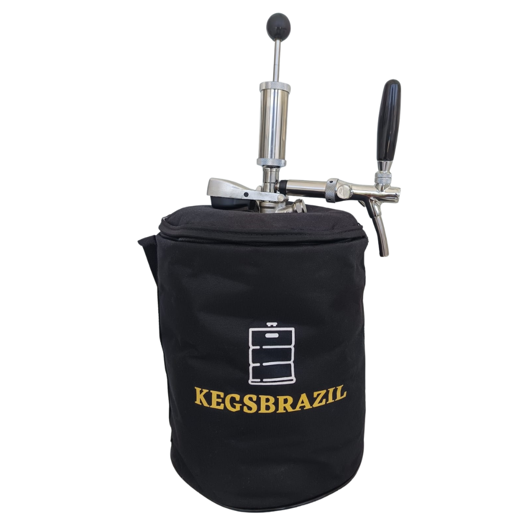 Chopeira portátil KEGSBRAZIL com bolsa térmica, bomba manual e torneira italiana